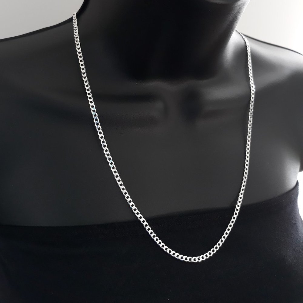Italian Sterling 925 Silver Cuban Curb Necklace various sizes